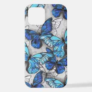 Samenstelling van witte en blauwe vlinders iPhone 12 hoesje