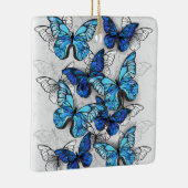 Samenstelling van witte en blauwe vlinders keramisch ornament (Rechts)