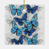 Samenstelling van witte en blauwe vlinders keramisch ornament (Achterkant)
