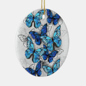 Samenstelling van witte en blauwe vlinders keramisch ornament (Rechts)
