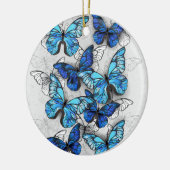 Samenstelling van witte en blauwe vlinders keramisch ornament (Links)