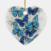 Samenstelling van witte en blauwe vlinders keramisch ornament (Achterkant)