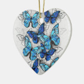 Samenstelling van witte en blauwe vlinders keramisch ornament (Links)