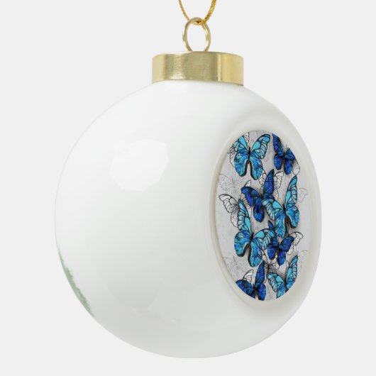 Samenstelling van witte en blauwe vlinders keramische bal ornament (Links)