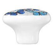 Samenstelling van witte en blauwe vlinders keramische knop (Zijkant)