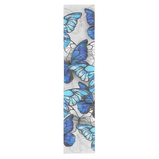 Samenstelling van witte en blauwe vlinders korte tafelloper (Voorkant)