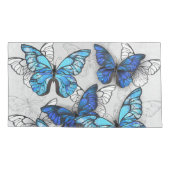 Samenstelling van witte en blauwe vlinders kussensloop (Achterkant-Links)