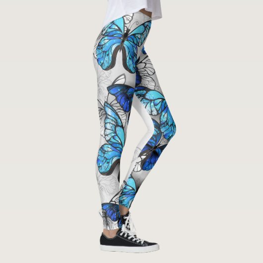 Samenstelling van witte en blauwe vlinders leggings (Rechts)