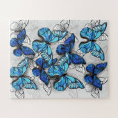 Samenstelling van witte en blauwe vlinders legpuzzel (Horizontaal)