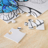 Samenstelling van witte en blauwe vlinders legpuzzel (Zijkant)