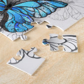 Samenstelling van witte en blauwe vlinders legpuzzel (Zijkant)