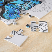 Samenstelling van witte en blauwe vlinders legpuzzel (Zijkant)