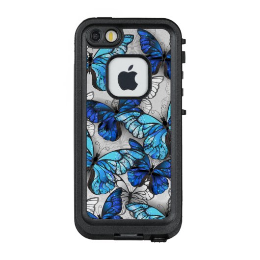 Samenstelling van witte en blauwe vlinders LifeProof iPhone hoesje (Achterkant)