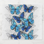 Samenstelling van witte en blauwe vlinders likeurfles etiket (Enkel label)