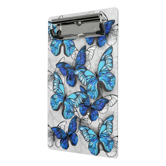 Samenstelling van witte en blauwe vlinders mini klembord (Angled2)