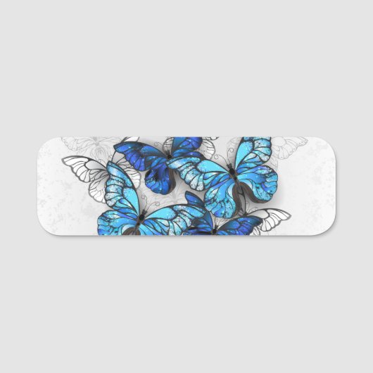 Samenstelling van witte en blauwe vlinders naamplaatje (Voorkant)