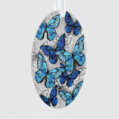 Samenstelling van witte en blauwe vlinders ornament (voorkant)