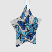 Samenstelling van witte en blauwe vlinders ornament (voorkant)