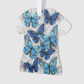 Samenstelling van witte en blauwe vlinders ornament (voorkant)