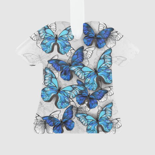 Samenstelling van witte en blauwe vlinders ornament (achterkant)