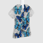 Samenstelling van witte en blauwe vlinders ornament (voorkant)