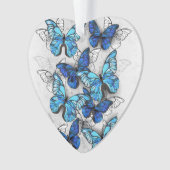Samenstelling van witte en blauwe vlinders ornament (voorkant)