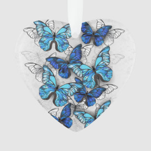 Samenstelling van witte en blauwe vlinders ornament