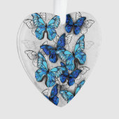 Samenstelling van witte en blauwe vlinders ornament (voorkant)