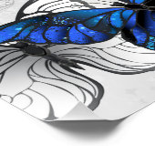 Samenstelling van witte en blauwe vlinders perfect poster (Hoek)