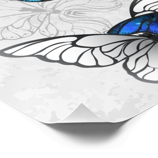 Samenstelling van witte en blauwe vlinders perfect poster (Hoek)