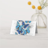 Samenstelling van witte en blauwe vlinders plaatskaartje (Achterkant)