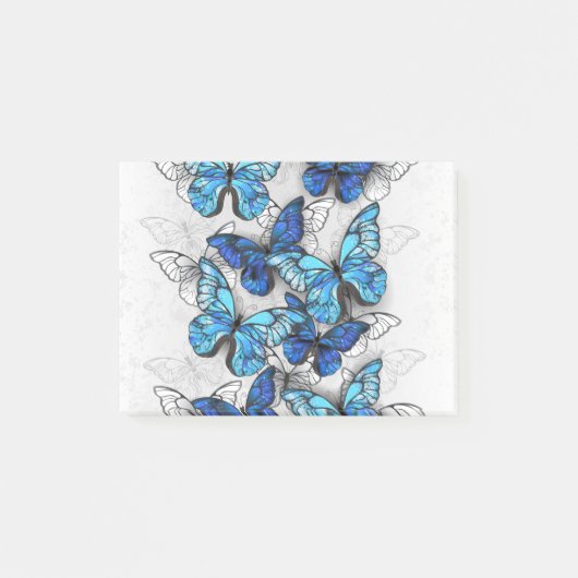 Samenstelling van witte en blauwe vlinders post-it® notes (Voorkant)