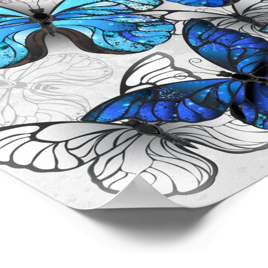 Samenstelling van witte en blauwe vlinders poster (Hoek)