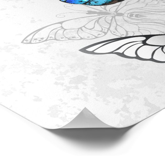 Samenstelling van witte en blauwe vlinders poster (Hoek)