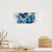 Samenstelling van witte en blauwe vlinders poster (Keuken)