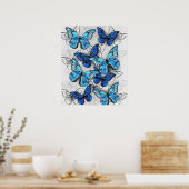 Samenstelling van witte en blauwe vlinders poster (Keuken)
