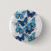 Samenstelling van witte en blauwe vlinders ronde button 3,2 cm (Voorkant)