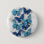 Samenstelling van witte en blauwe vlinders ronde button 5,7 cm (Voorkant)