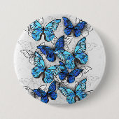 Samenstelling van witte en blauwe vlinders ronde button 7,6 cm (Voorkant)