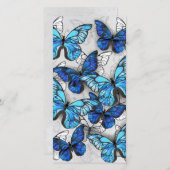 Samenstelling van witte en blauwe vlinders save the date (Voorkant / Achterkant)