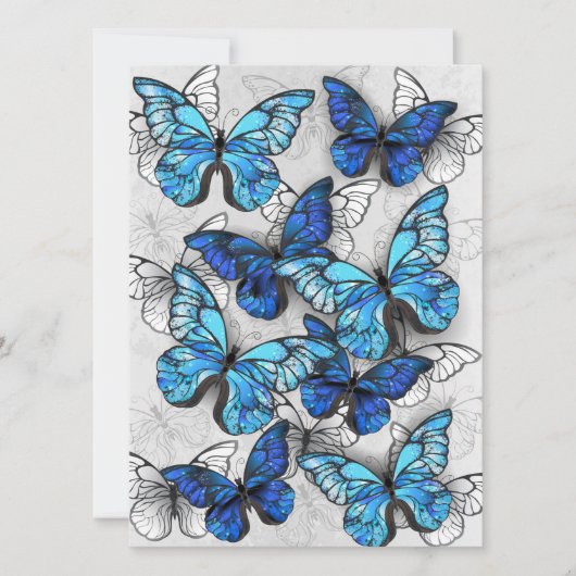 Samenstelling van witte en blauwe vlinders save the date (Voorkant)