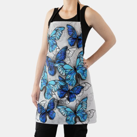 Samenstelling van witte en blauwe vlinders schort (Insitu)