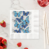 Samenstelling van witte en blauwe vlinders servet (Insitu)