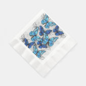 Samenstelling van witte en blauwe vlinders servet (Hoek)