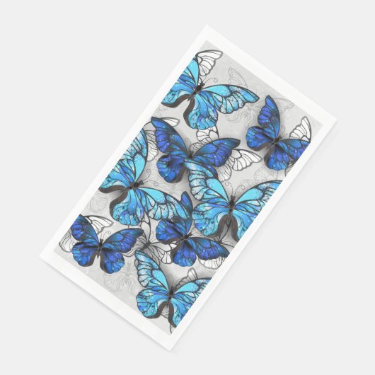 Samenstelling van witte en blauwe vlinders servet (Hoek)