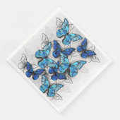 Samenstelling van witte en blauwe vlinders servet (Hoek)