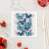 Samenstelling van witte en blauwe vlinders servet (Insitu)