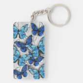Samenstelling van witte en blauwe vlinders sleutelhanger (achterkant)