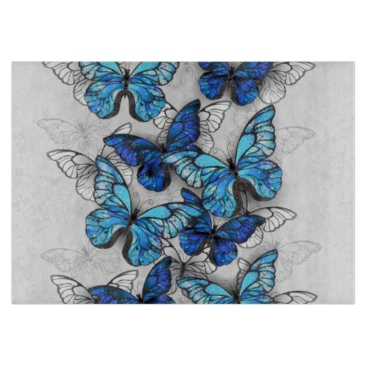 Samenstelling van witte en blauwe vlinders snijplank (Voorkant)
