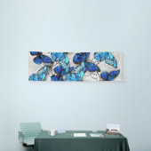 Samenstelling van witte en blauwe vlinders spandoek (Beurs)